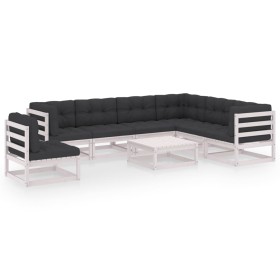 Garden furniture set with cushions 8 pieces solid white pine wood by vidaXL, Garden sets - Ref: Foro24-3076820, Price: 730,28...