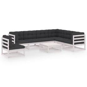 Garden furniture set with cushions 8 pieces solid white pine wood by vidaXL, Garden sets - Ref: Foro24-3076820, Price: 717,66...