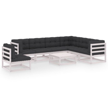 Garden furniture set with cushions 8 pieces solid white pine wood by vidaXL, Garden sets - Ref: Foro24-3076820, Price: 730,28...