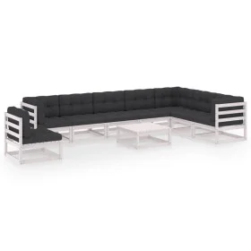 9-teiliges Gartenmöbel-Set mit Kissen aus weißem Kiefernholz von vidaXL, Gartensets - Ref: Foro24-3076830, Preis: 807,08 €, R...