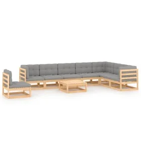 Gartenmöbel-Set 9-teilig und Kissen aus massivem Kiefernholz von vidaXL, Gartensets - Ref: Foro24-3076829, Preis: 814,85 €, R...