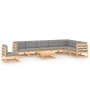 Gartenmöbel-Set 9-teilig und Kissen aus massivem Kiefernholz von vidaXL, Gartensets - Ref: Foro24-3076829, Preis: 826,89 €, R...