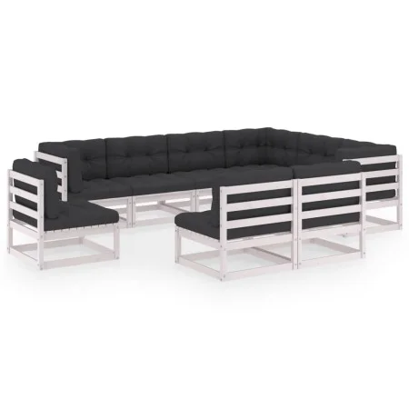 9-teiliges Gartenmöbel-Set mit Kissen aus weißem Kiefernholz von vidaXL, Gartensets - Ref: Foro24-3076835, Preis: 875,30 €, R...