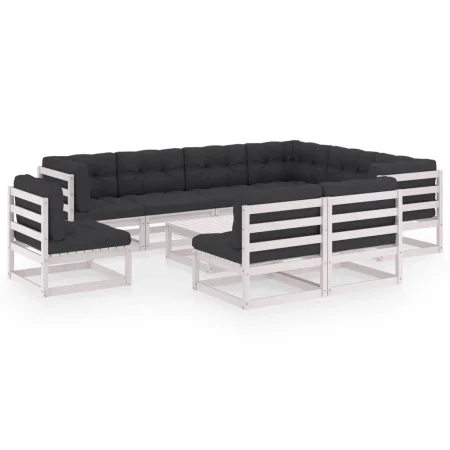 10-piece garden furniture set with white pine wood cushions by vidaXL, Garden sets - Ref: Foro24-3076840, Price: 893,29 €, Di...