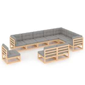 10-piece garden furniture set with solid pine wood cushions by vidaXL, Garden sets - Ref: Foro24-3076844, Price: 961,12 €, Di...