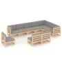 10-piece garden furniture set with solid pine wood cushions by vidaXL, Garden sets - Ref: Foro24-3076844, Price: 961,12 €, Di...