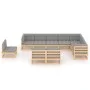 10-piece garden furniture set with solid pine wood cushions by vidaXL, Garden sets - Ref: Foro24-3076844, Price: 961,12 €, Di...