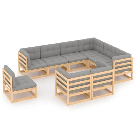 Garden furniture set 9 pieces and cushions solid pine wood by vidaXL, Garden sets - Ref: Foro24-3076854, Price: 884,00 €, Dis...