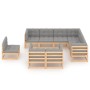 Gartenmöbel-Set 9-teilig und Kissen aus massivem Kiefernholz von vidaXL, Gartensets - Ref: Foro24-3076854, Preis: 897,35 €, R...