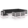 9-piece garden furniture set with white pine wood cushions by vidaXL, Garden sets - Ref: Foro24-3076855, Price: 936,58 €, Dis...