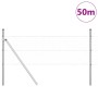 Reja con postes Plateado 0.4 x 50 m Acero recubierto de PVC