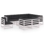 10-piece garden furniture set with white pine wood cushions by vidaXL, Garden sets - Ref: Foro24-3076860, Price: 928,31 €, Di...