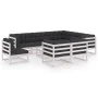 10-teiliges Gartenmöbel-Set mit Kissen aus weißem Kiefernholz von vidaXL, Gartensets - Ref: Foro24-3076860, Preis: 913,63 €, ...