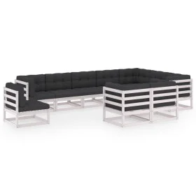 Garden furniture set, 10 pieces with white pine wood cushions. by vidaXL, Garden sets - Ref: Foro24-3076865, Price: 1,00 €, D...