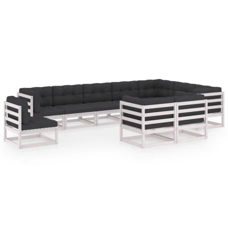 Garden furniture set, 10 pieces with white pine wood cushions. by vidaXL, Garden sets - Ref: Foro24-3076865, Price: 1,00 €, D...