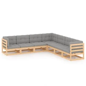 Garden furniture set 7 pieces and cushions solid pine wood by vidaXL, Garden sets - Ref: Foro24-3076874, Price: 672,37 €, Dis...