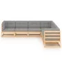 Gartenmöbel-Set 7-teilig und Kissen aus massivem Kiefernholz von vidaXL, Gartensets - Ref: Foro24-3076874, Preis: 682,22 €, R...