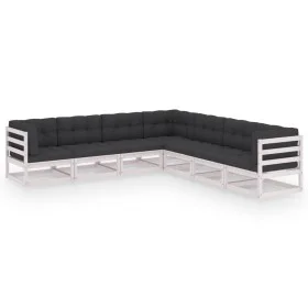 7-piece garden furniture set with solid white pine wood cushions by vidaXL, Garden sets - Ref: Foro24-3076875, Price: 671,89 ...