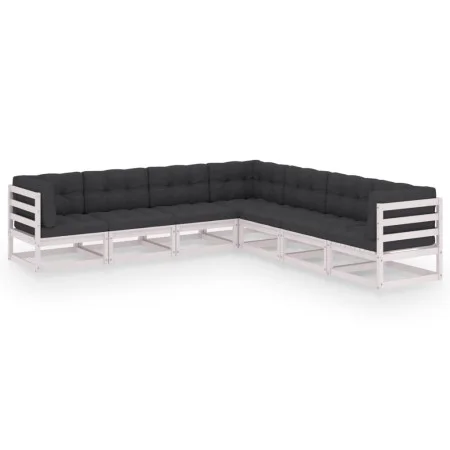 7-piece garden furniture set with solid white pine wood cushions by vidaXL, Garden sets - Ref: Foro24-3076875, Price: 671,89 ...