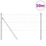 Reja con postes Plateado 0.6 x 50 m Acero recubierto de PVC