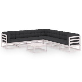 Garden furniture set with cushions 8 pieces solid white pine wood by vidaXL, Garden sets - Ref: Foro24-3076880, Price: 730,28...