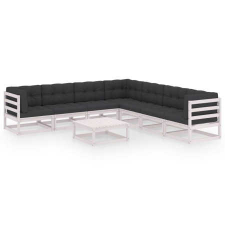 Garden furniture set with cushions 8 pieces solid white pine wood by vidaXL, Garden sets - Ref: Foro24-3076880, Price: 730,28...