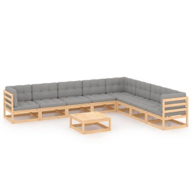 Gartenmöbel-Set 9-teilig und Kissen aus massivem Kiefernholz von vidaXL, Gartensets - Ref: Foro24-3076889, Preis: 825,70 €, R...
