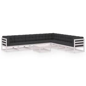 9-piece garden furniture set with white pine wood cushions by vidaXL, Garden sets - Ref: Foro24-3076890, Price: 807,00 €, Dis...