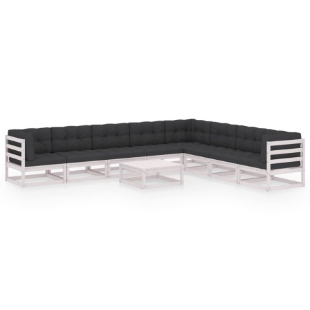 9-piece garden furniture set with white pine wood cushions by vidaXL, Garden sets - Ref: Foro24-3076890, Price: 820,72 €, Dis...
