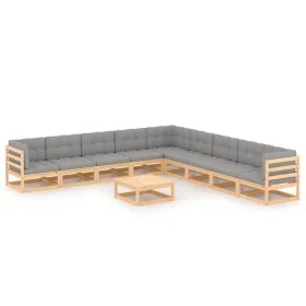 10-piece garden furniture set with solid pine wood cushions by vidaXL, Garden sets - Ref: Foro24-3076899, Price: 907,44 €, Di...