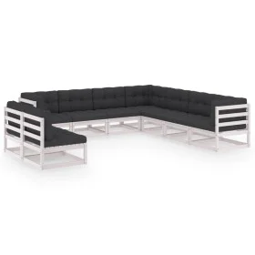 9-teiliges Gartenmöbel-Set mit Kissen aus weißem Kiefernholz von vidaXL, Gartensets - Ref: Foro24-3076905, Preis: 875,74 €, R...