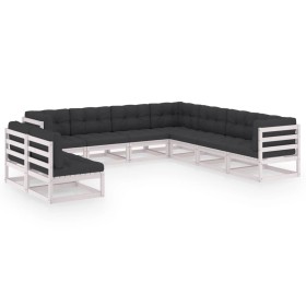 Set de muebles de jardín 9 pzas con cojines madera pino blanco de vidaXL, Conjuntos de jardín - Ref: Foro24-3076905, Precio: ...