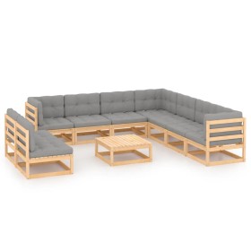 Garden furniture set 10 pieces and cushions solid pine wood by vidaXL, Garden sets - Ref: Foro24-3076909, Price: 919,39 €, Di...