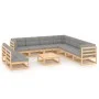 Garden furniture set 10 pieces and cushions solid pine wood by vidaXL, Garden sets - Ref: Foro24-3076909, Price: 907,65 €, Di...