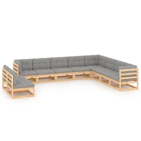 Garden furniture set 10 pieces and cushions solid pine wood by vidaXL, Garden sets - Ref: Foro24-3076914, Price: 959,87 €, Di...