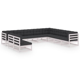 Garden furniture set, 10 pieces with white pine wood cushions. by vidaXL, Garden sets - Ref: Foro24-3076915, Price: 1,00 €, D...
