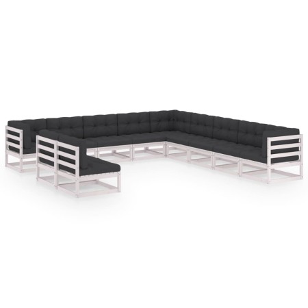 11-piece garden furniture set with white pine wood cushions by vidaXL, Garden sets - Ref: Foro24-3076925, Price: 1,00 €, Disc...