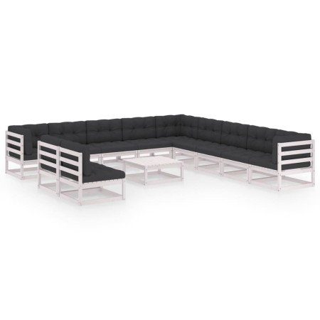12-piece garden furniture set with white pine wood cushions by vidaXL, Garden sets - Ref: Foro24-3076930, Price: 1,00 €, Disc...