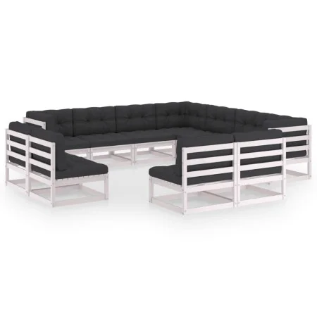 11-piece garden furniture set with white pine wood cushions by vidaXL, Garden sets - Ref: Foro24-3076935, Price: 1,00 €, Disc...