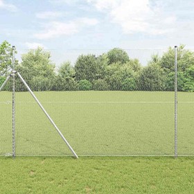 Reja con postes Plateado 1.6 x 50 m Acero recubierto de PVC