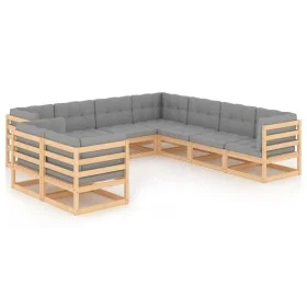 Garden furniture set 9 pieces and cushions solid pine wood by vidaXL, Garden sets - Ref: Foro24-3076964, Price: 884,00 €, Dis...