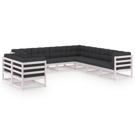 9-piece garden furniture set with white pine wood cushions by vidaXL, Garden sets - Ref: Foro24-3076965, Price: 936,58 €, Dis...