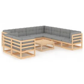 10-piece garden furniture set with solid pine wood cushions by vidaXL, Garden sets - Ref: Foro24-3076969, Price: 891,00 €, Di...