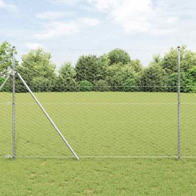 Reja con postes Plateado 1.6 x 50 m Acero recubierto de PVC