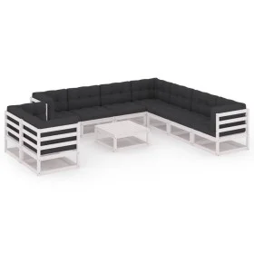 10-piece garden furniture set with white pine wood cushions by vidaXL, Garden sets - Ref: Foro24-3076970, Price: 913,42 €, Di...