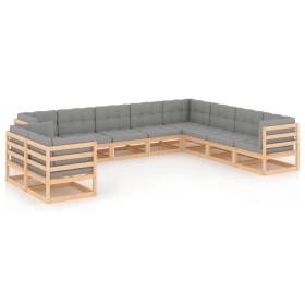 10-piece garden furniture set with solid pine wood cushions by vidaXL, Garden sets - Ref: Foro24-3076974, Price: 953,33 €, Di...