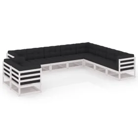 10-piece garden furniture set with white pine wood cushions by vidaXL, Garden sets - Ref: Foro24-3076975, Price: 1,00 €, Disc...