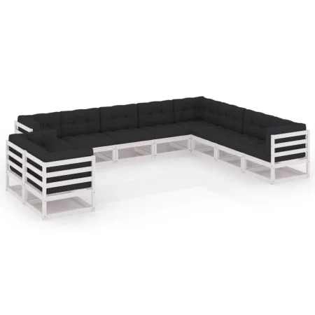 10-piece garden furniture set with white pine wood cushions by vidaXL, Garden sets - Ref: Foro24-3076975, Price: 1,00 €, Disc...