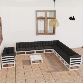 12-piece garden furniture set with white pine wood cushions by vidaXL, Garden sets - Ref: Foro24-3076990, Price: 1,00 €, Disc...