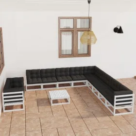 12-piece garden furniture set with white pine wood cushions by vidaXL, Garden sets - Ref: Foro24-3076990, Price: 1,00 €, Disc...